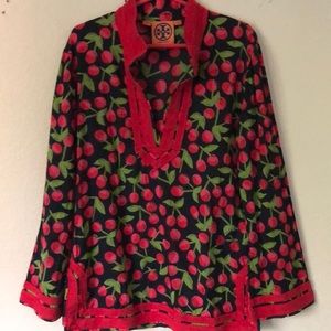 Tory Burch girls cherry caftan shirt fruit red